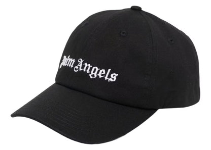 Palm Angels Embroidered Gothic Intarsia Logo Strap-Back Cap Black