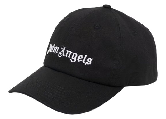 Palm Angels Embroidered Gothic Intarsia Logo Strap-Back Cap Black