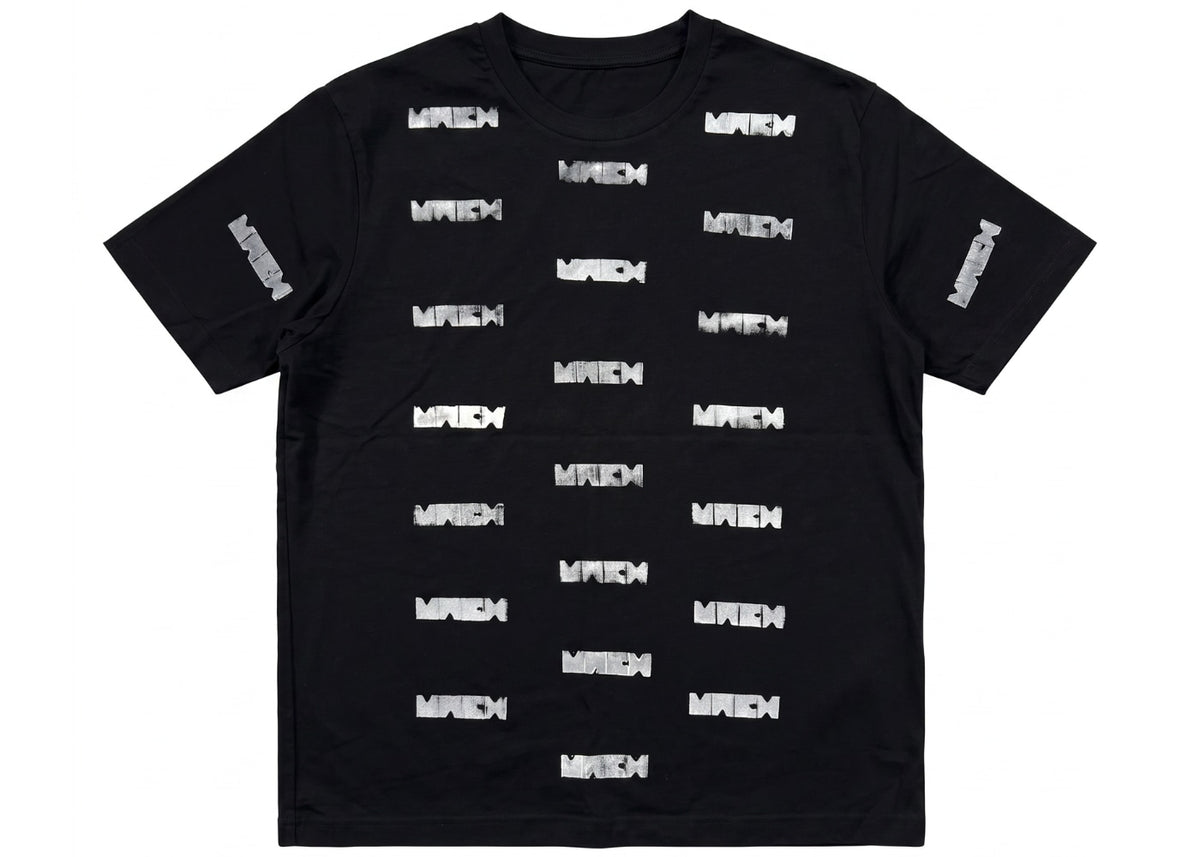 Mach Designs White All Over Print Classic Logo T-shirt Black