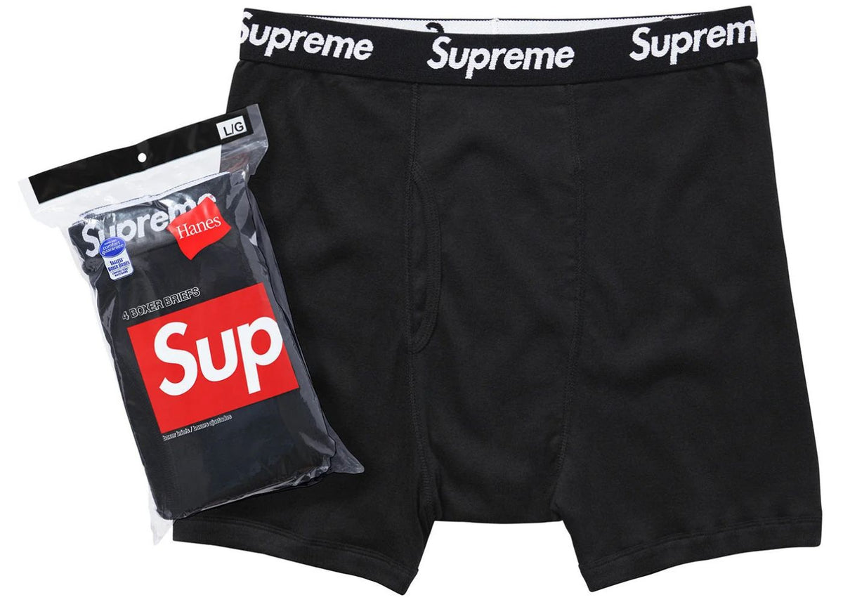 Supreme Hanes Boxer Briefs (4 Pack) Black Boxerky