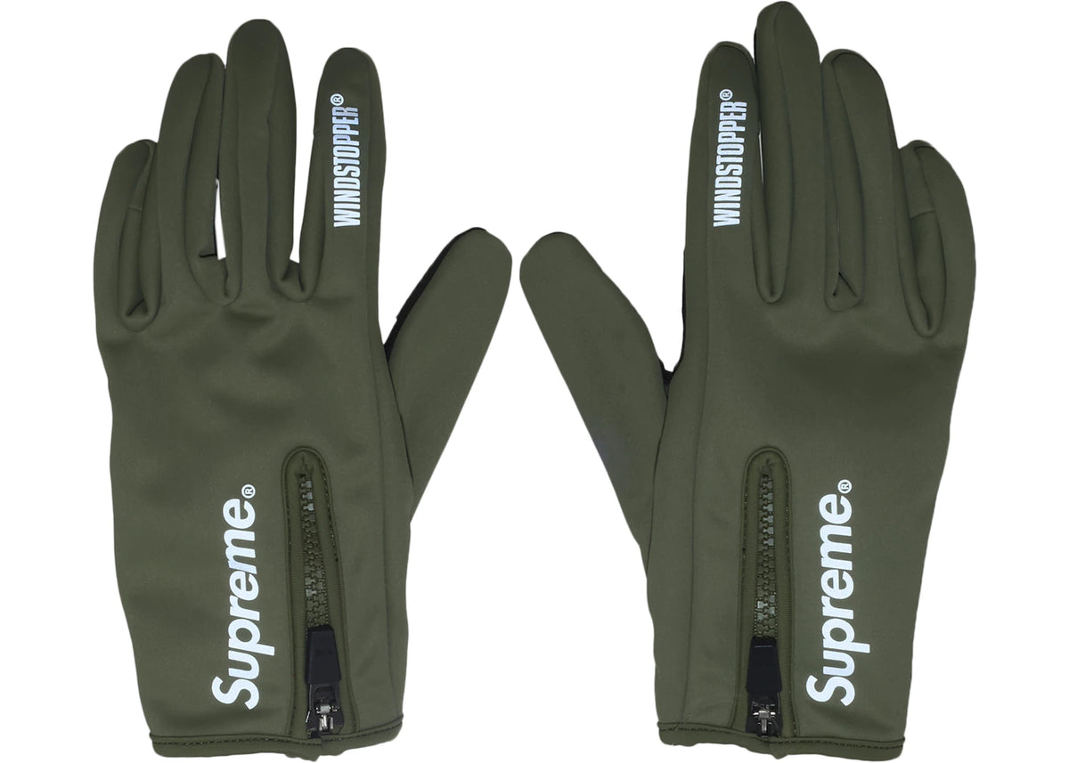Supreme WINDSTOPPER Zip Gloves (FW25) Olive Green