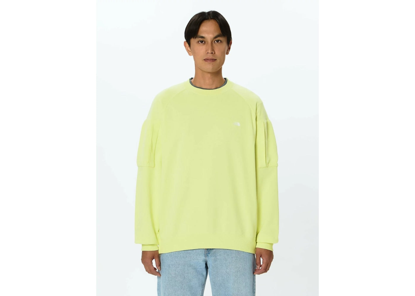 The North Face Evolution Simple Dome Oversized Crewneck Sweatshirt Green Yellow