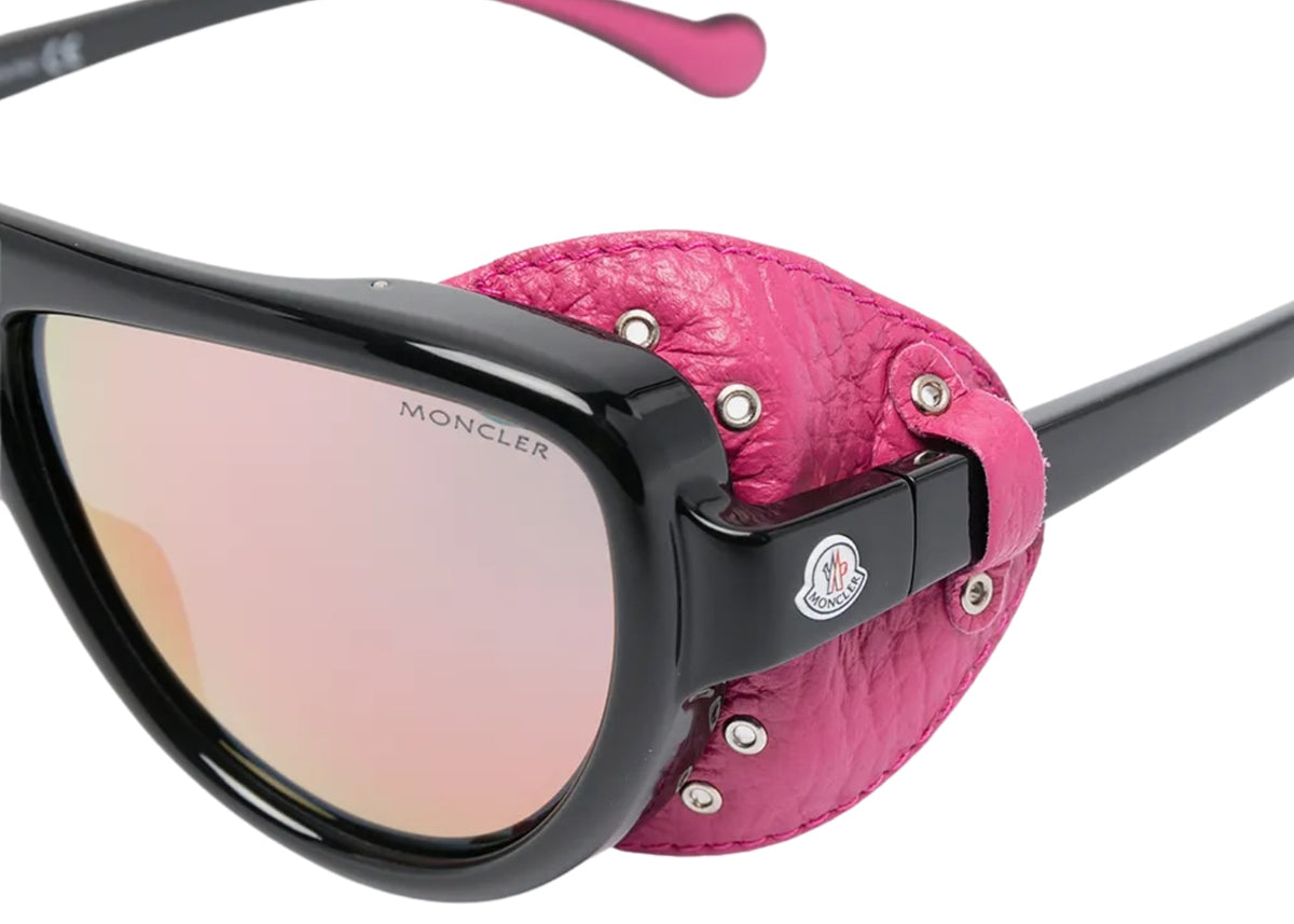 Moncler ML0089 Black Pink Leather Sunglasses