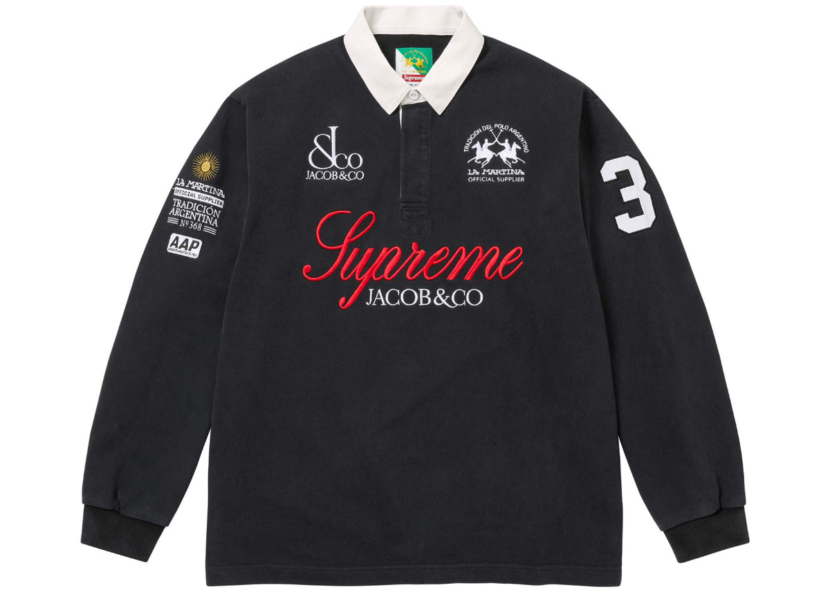 Supreme La Martina Jacob & Co Rugby Long Sleeve Polo Black