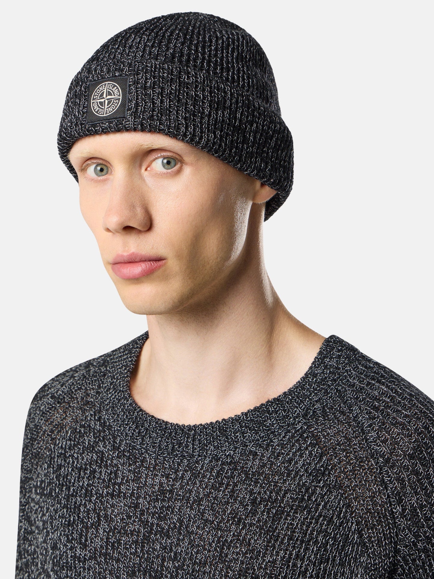 Stone Island Knit Reflective Hat Beanie Black