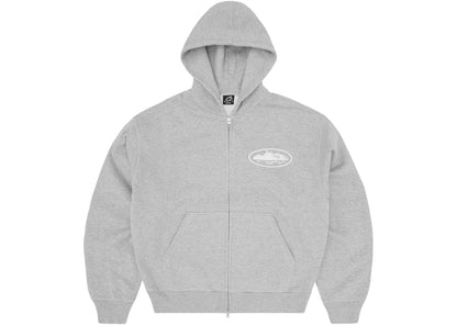 Corteiz Island Puff Print Zip Hoodie Heather Grey