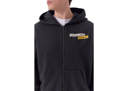 Palm Angels PaxLaTimes News Zip Up Hoodie Black