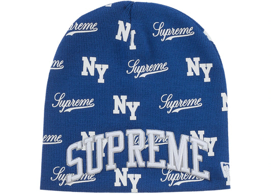 Supreme New Era Monogram Beanie Blue