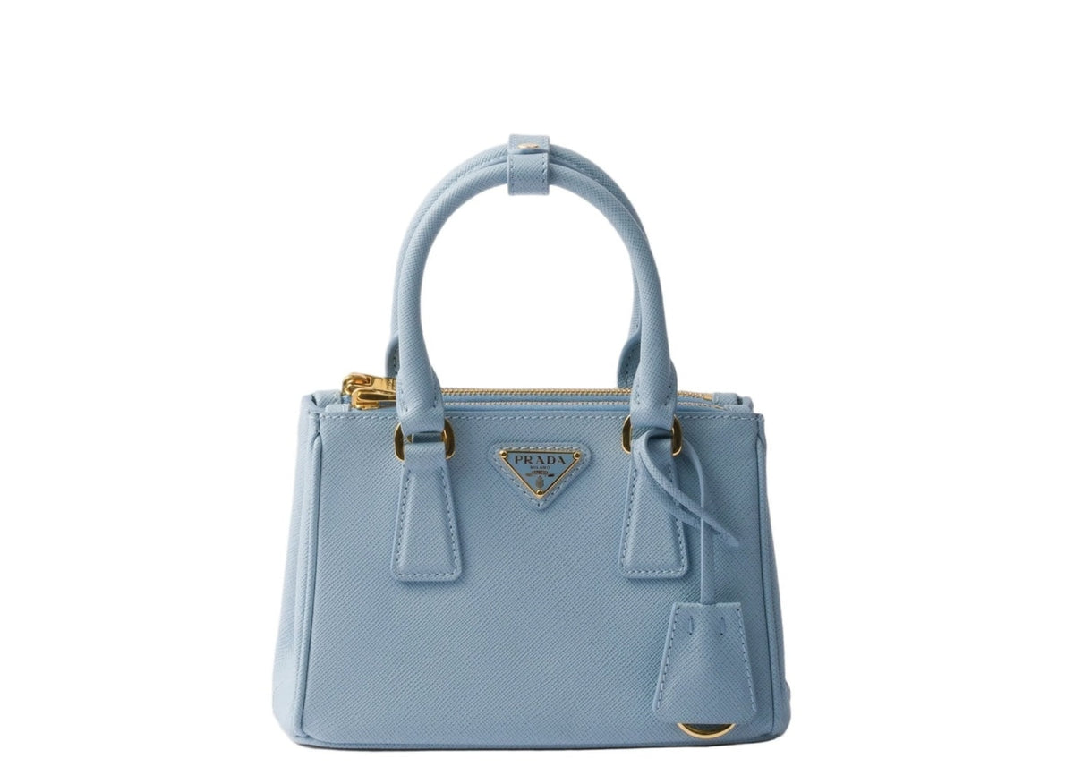 Prada Galleria Saffiano Lux leather micro bag Piccola Borsa Astrale Blue