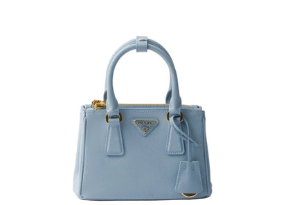 Prada Galleria Saffiano Lux leather micro bag Piccola Borsa Astrale Blue