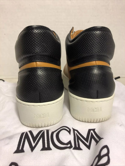 MCM Cognac Leather Monogram Platform Terrain High Top Shoes