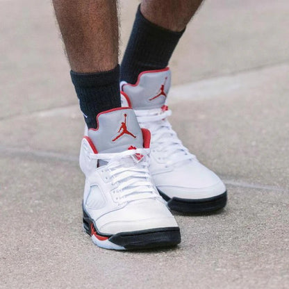 Air Jordan 5 Retro Fire Red Silver Tongue White (2020)
