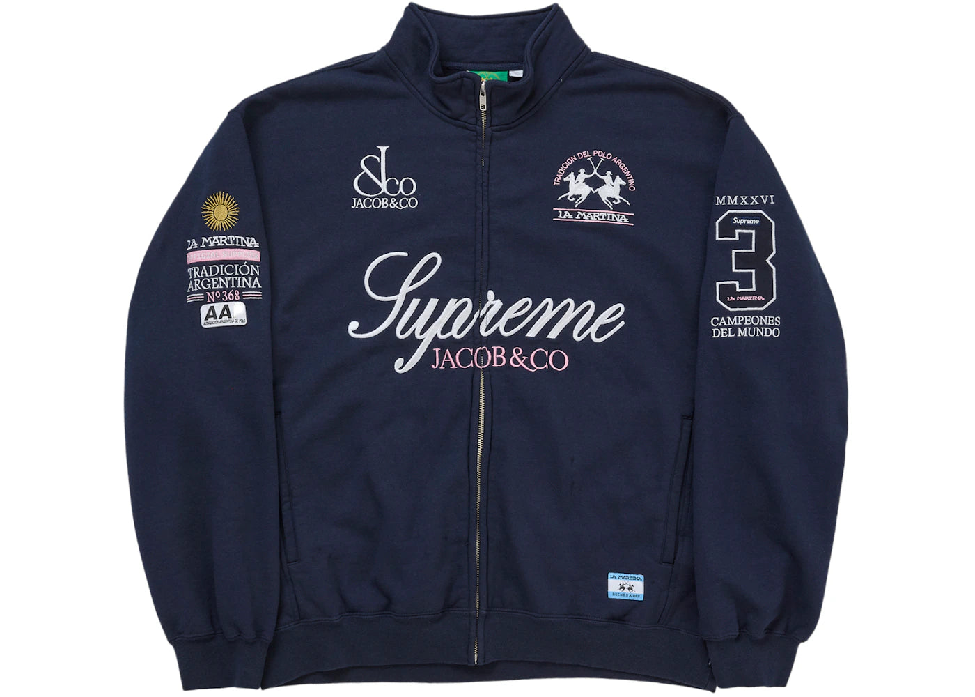 Supreme La Martina Zip Up Sweatshirt Navy