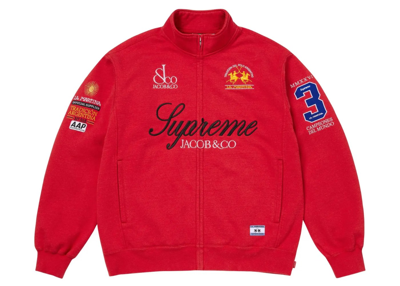 Supreme La Martina Jacob & Co Zip Up Sweatshirt Red