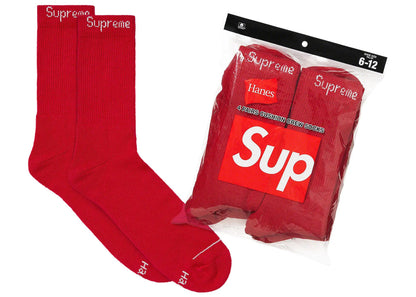 Supreme Hanes Socks (4 Pack) Red Ponožky