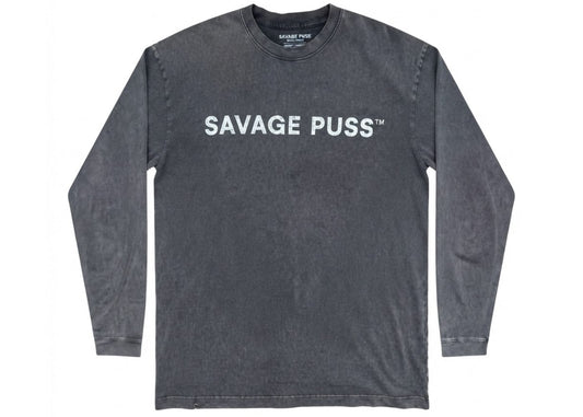 Savage Puss™ vintage heavy longsleeve T-shirt gray