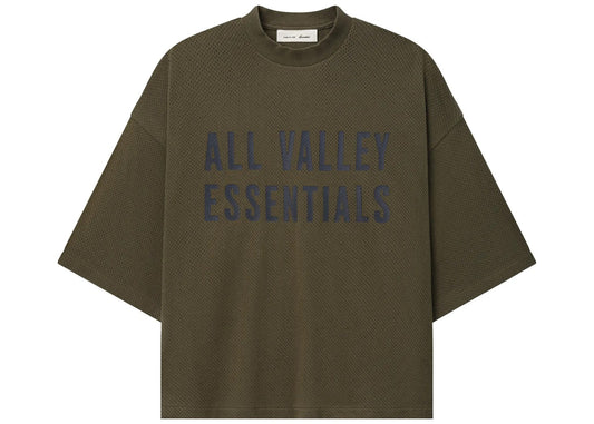 Fear of God Essentials Sport Mesh Merch Tee Boxy Fit Moss Green