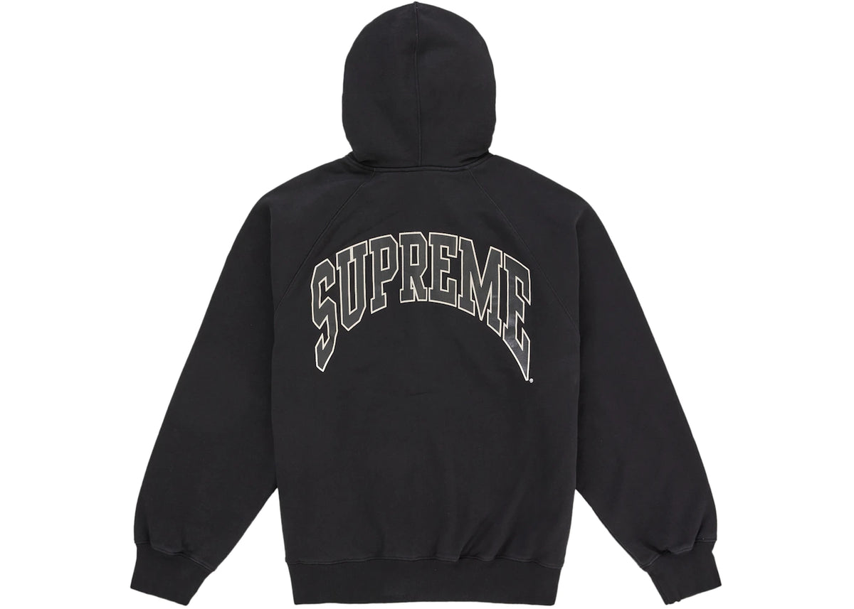 Supreme Cracked Raglan Zip Up Hooded Sweatshirt Black