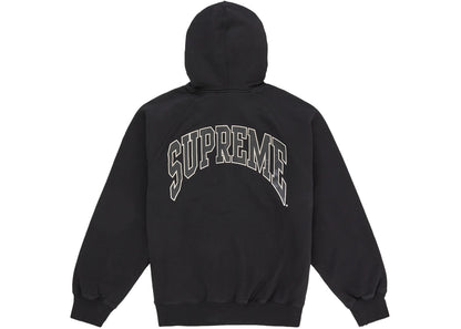 Supreme Cracked Raglan Zip Up Hooded Sweatshirt Black