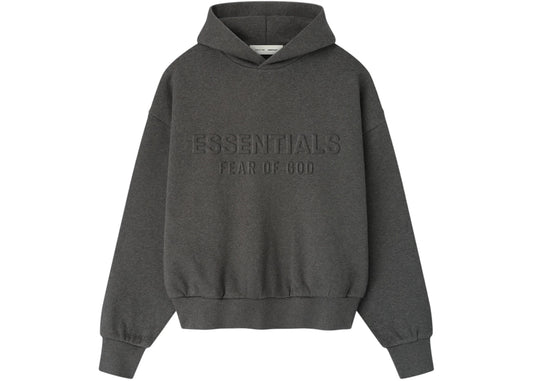 Fear of God Essentials Embossed Essentials Classic Hoodie Charcoal Heather Black