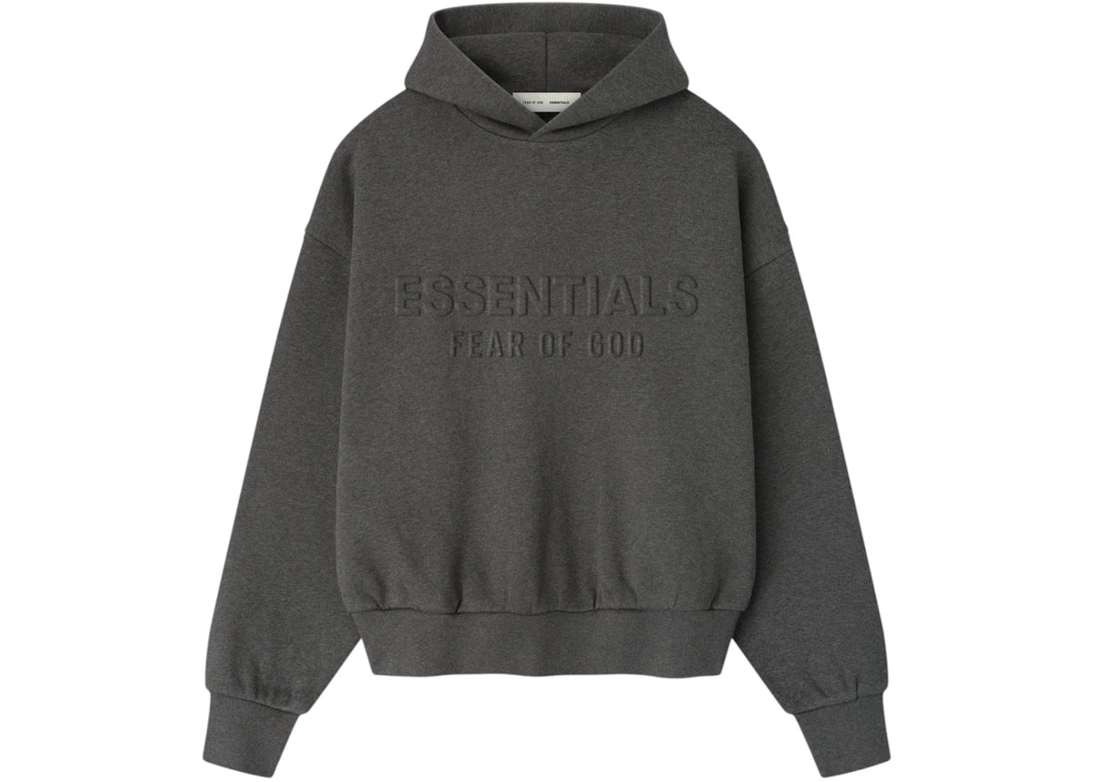 Fear of God Essentials Embossed Essentials Classic Hoodie Charcoal Heather Black