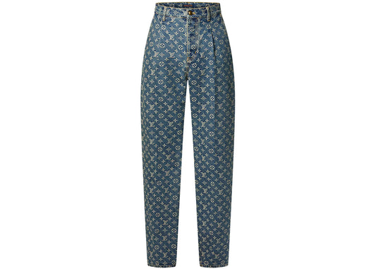 Louis Vuitton Monogram Denim Tailored Pants Indigo Blue