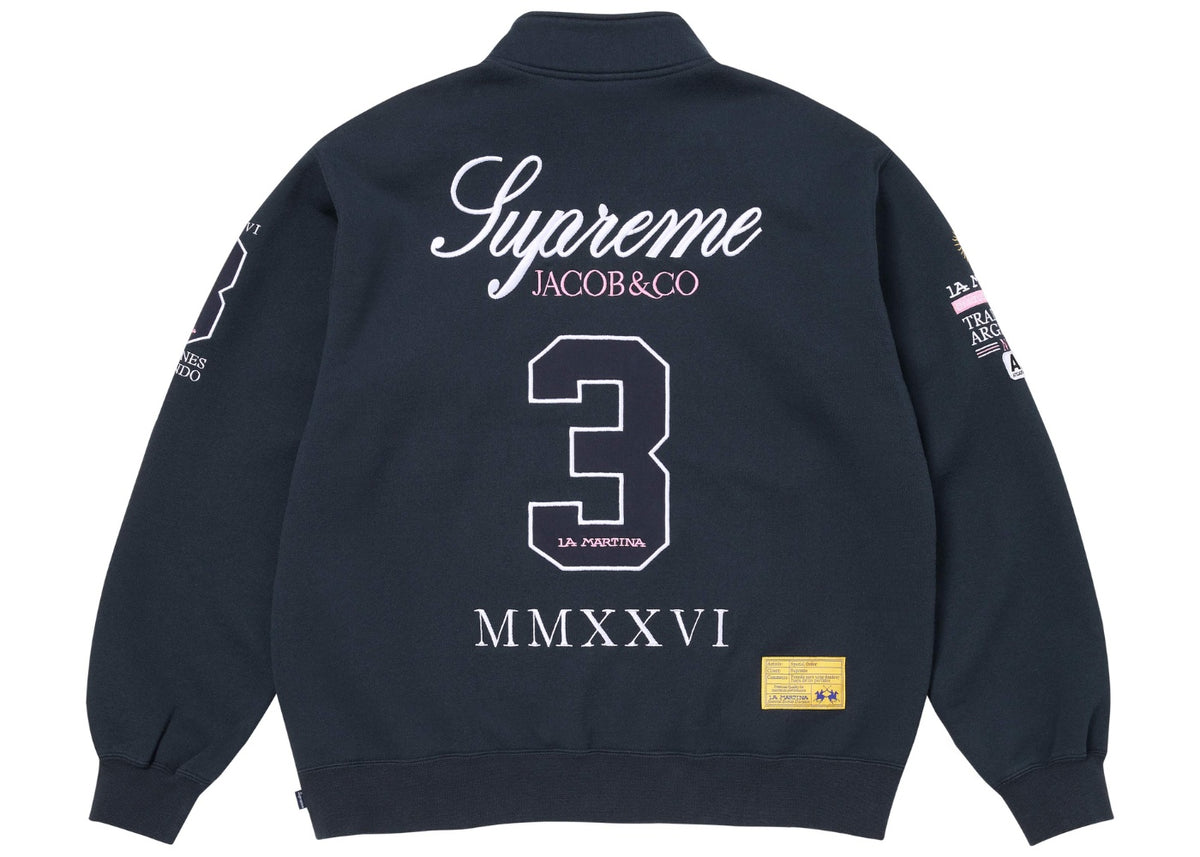 Supreme La Martina Jacob & Co Zip Up Sweatshirt Navy Blue