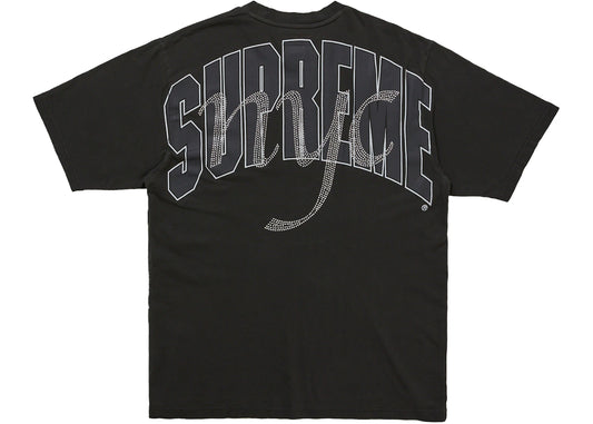 Supreme Rhinestone Script S/S Top Tee Black