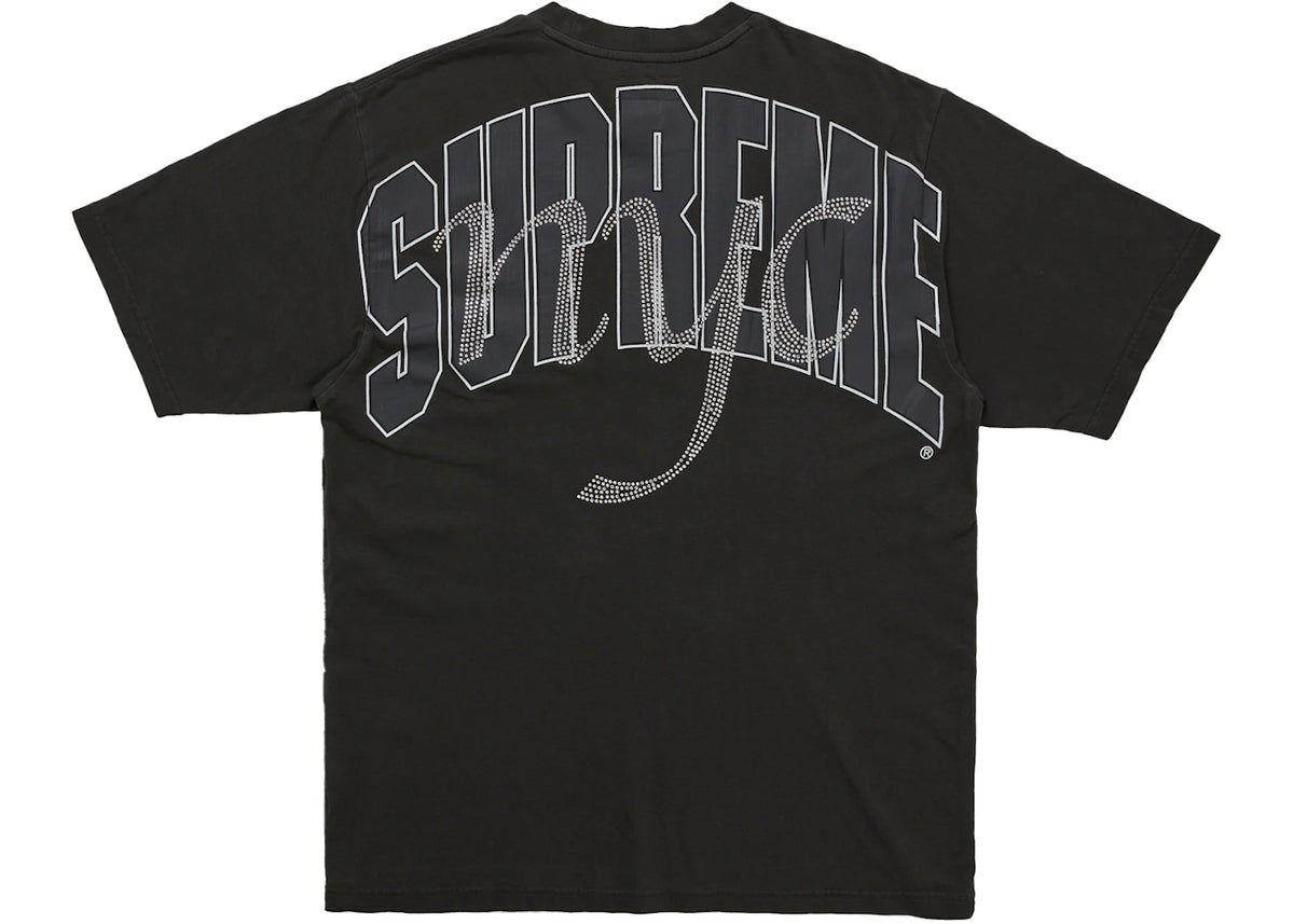 Supreme Rhinestone Script S/S Top Black