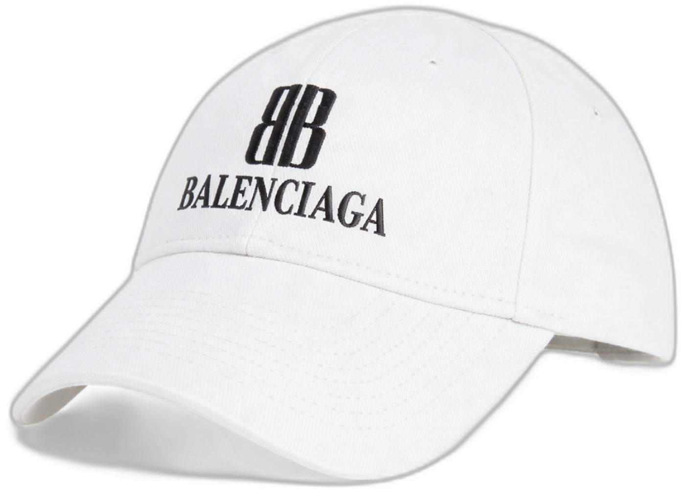 Balenciaga Nano Embroidered BB Logo Baseball Cap White 