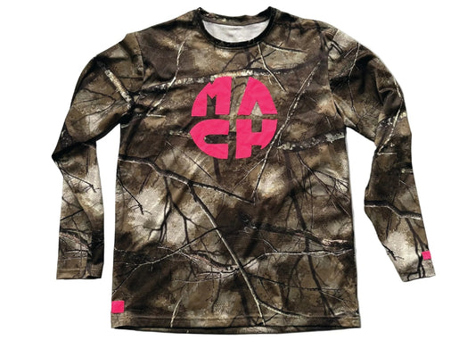 Mach Designs Real Tree Camo Iconic Pink Logo Long Sleeve Green