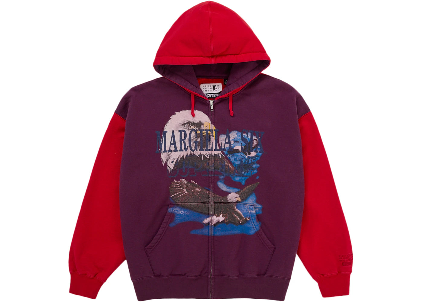 Supreme MM6 Maison Margiela Eagle Zip Up Hooded Sweatshirt Red