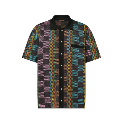 Louis Vuitton Damier Short-Sleeved Cotton Knit Shirt Multicolor