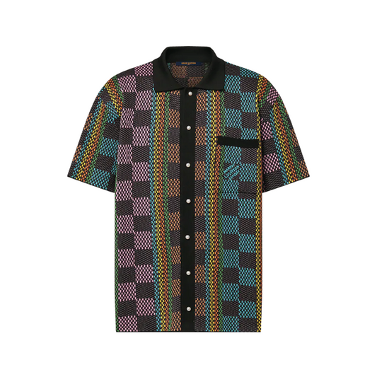 Louis Vuitton Damier Short-Sleeved Cotton Knit Shirt Multicolor