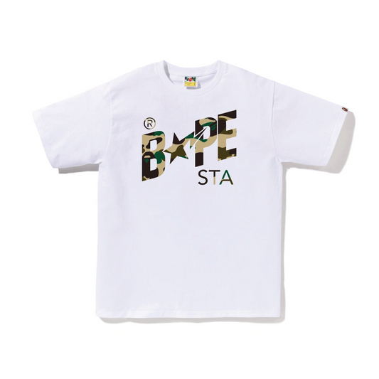 BAPE 1st Camo Bape Sta Logo Tee White/Green