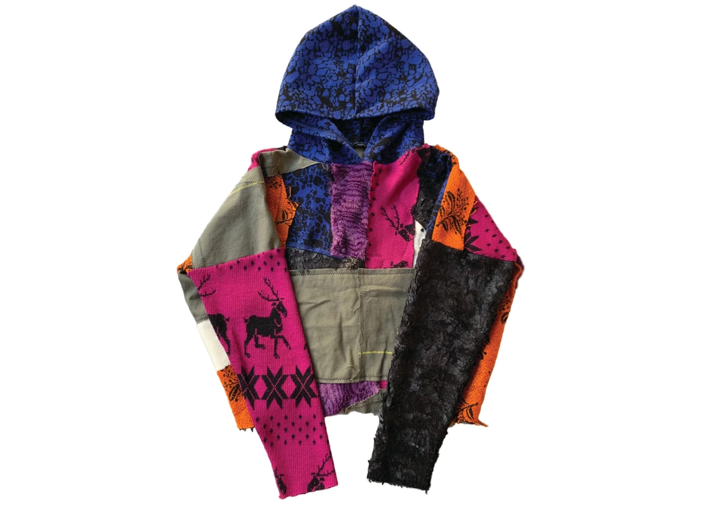 Mach Designs Scrap Fabric Hoodie Pink Blue Grey