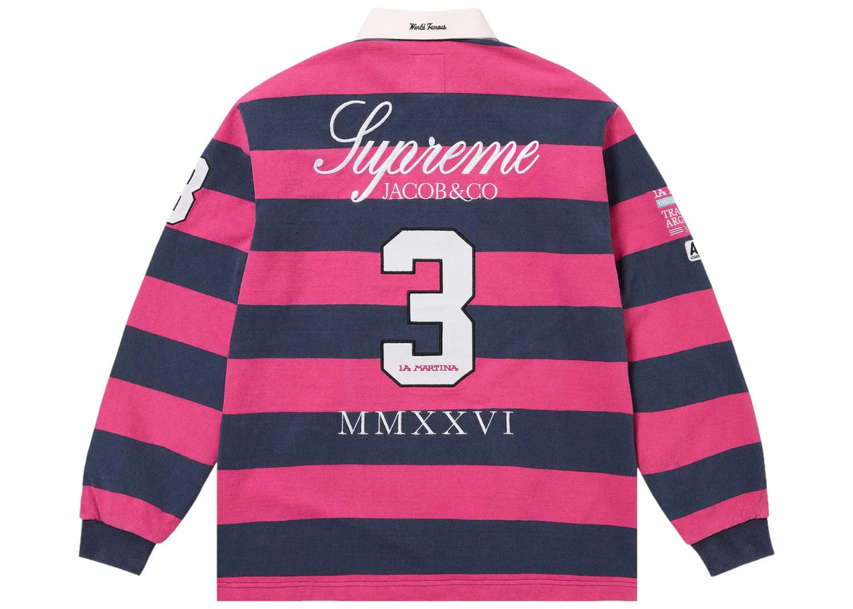 Supreme La Martina Jacob & Co Rugby Long Sleeve Polo Stripe Pink