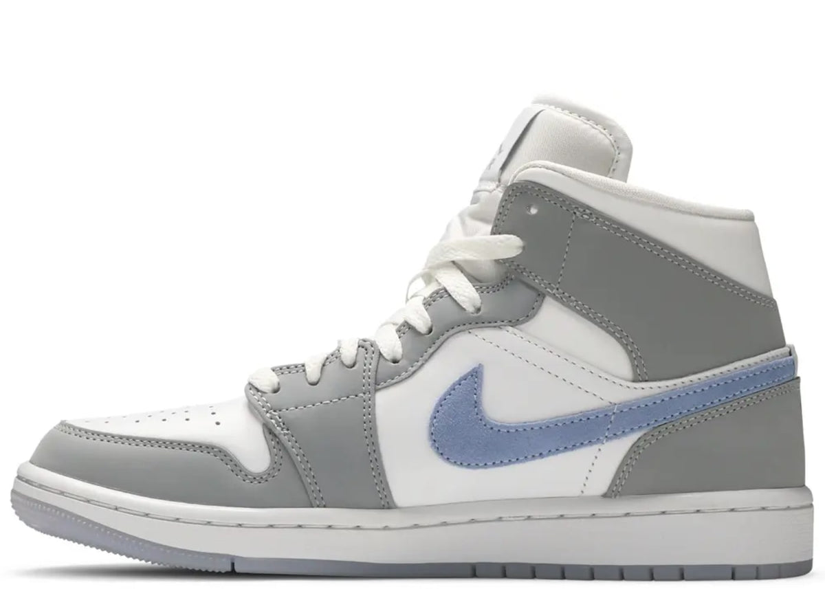Air Jordan 1 Mid Wolf Grey Aluminum Blue (Women's)