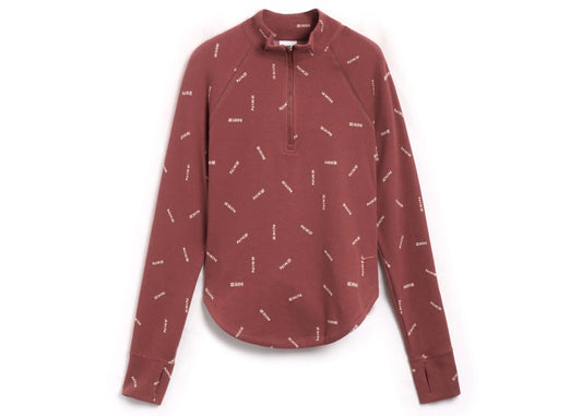 Nike Sportswear Collection Women's Slim 1/2-Zip Long-Sleeve Logo Top Red Sepia/Light Orewood Brown/Red Sepia