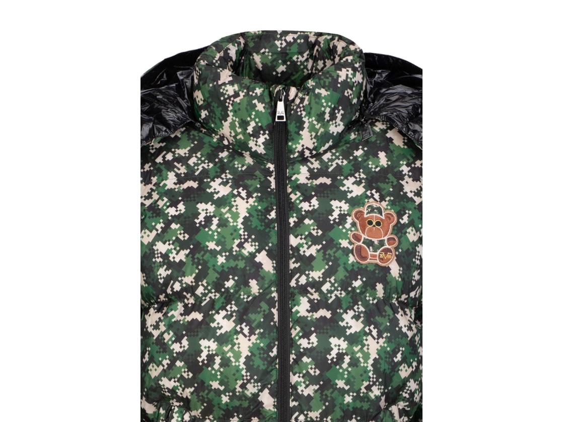 19v69 Italia Puffer Jacket Digital Camo Teddy Green