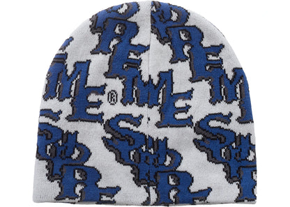 Supreme Slanted Gothic Outline Beanie White/Blue