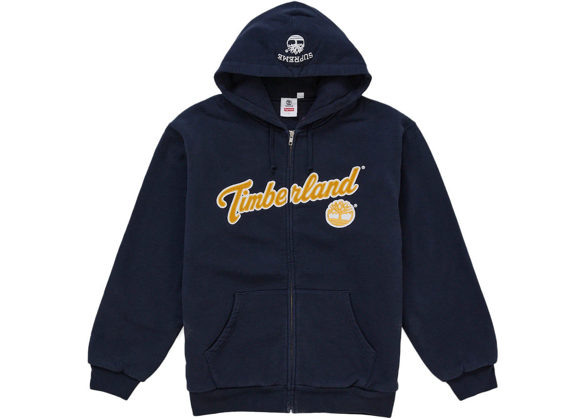 Supreme Timberland Thermal Lined Zip Up Hooded Sweatshirt Navy