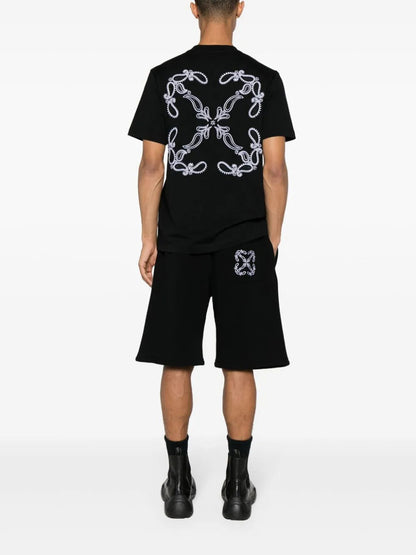 Off White Bandana Arrow Skate Sweat Shorts Black