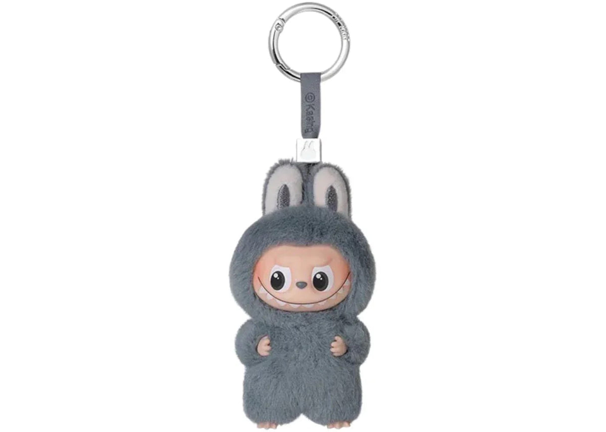 Pop Mart Labubu The Monsters Pin for Love Series "W" Vinyl Plush Pendant Grey