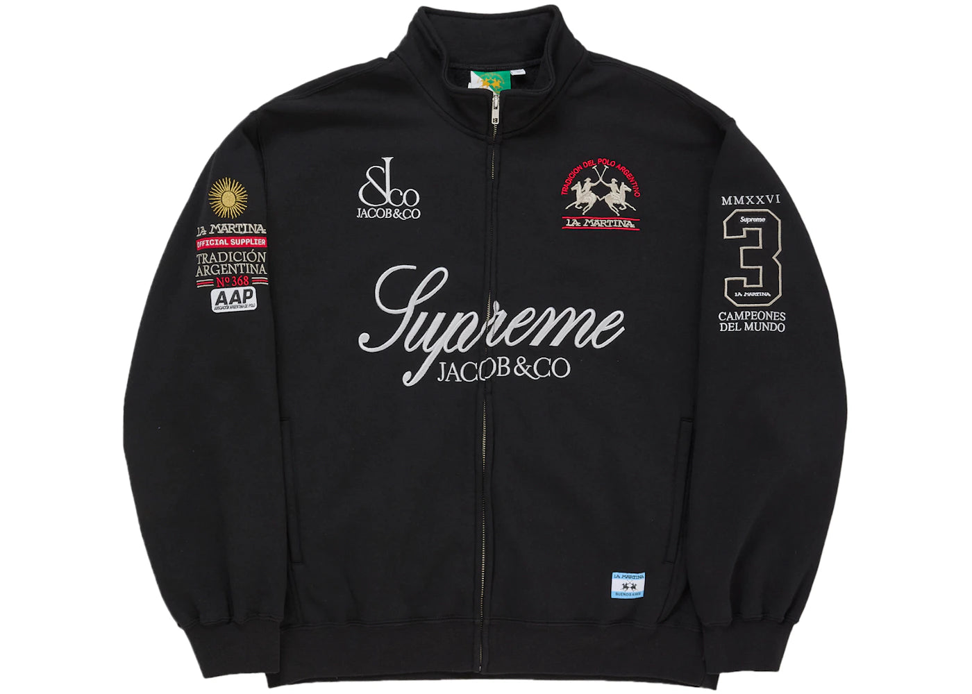 Supreme La Martina Zip Up Sweatshirt Black