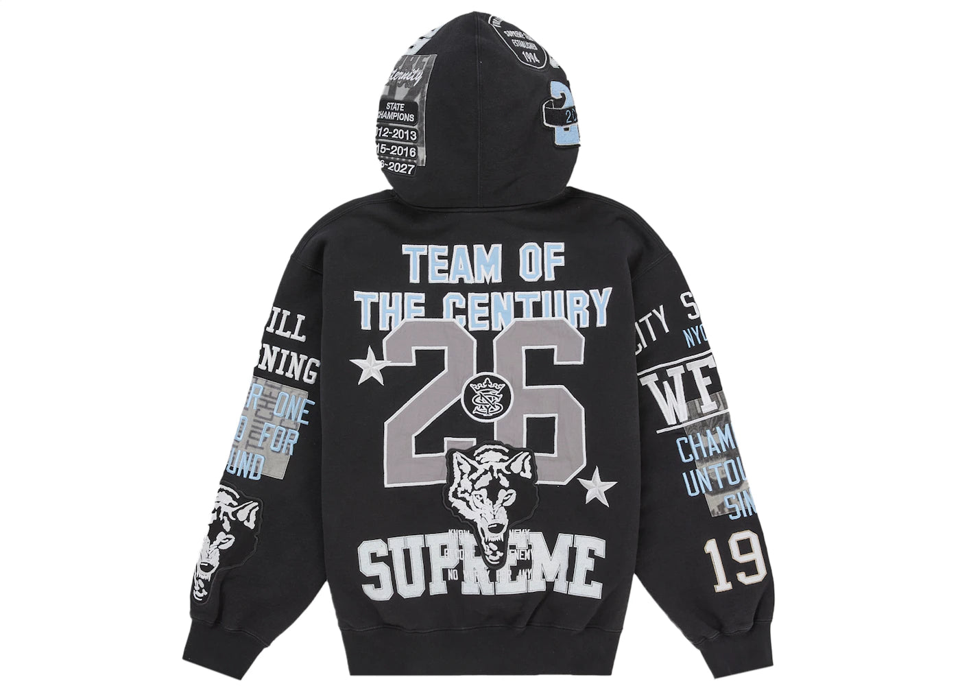 Supreme Warriors Applique Zip Up Hooded Sweatshirt Black