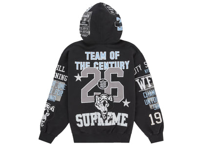 Supreme Warriors Applique Zip Up Hooded Sweatshirt Black