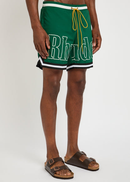 Rhude Printed Basketball Swim Shorts Green