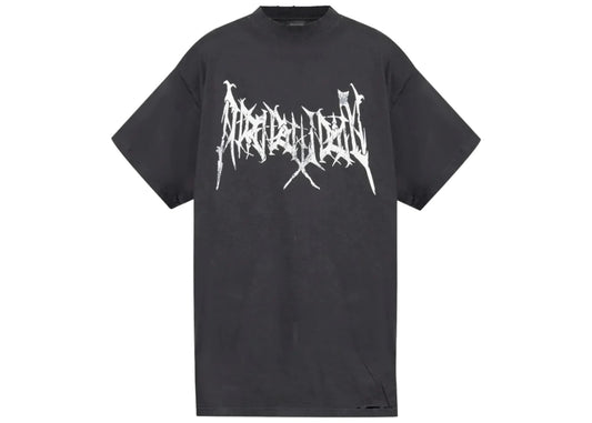 Balenciaga Metal Logo Oversized T-shirt Washed Black