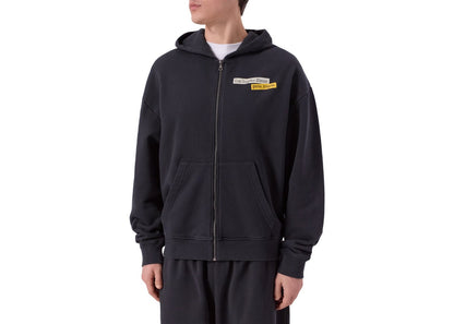 Palm Angels PaxLaTimes News Zip Up Hoodie Black